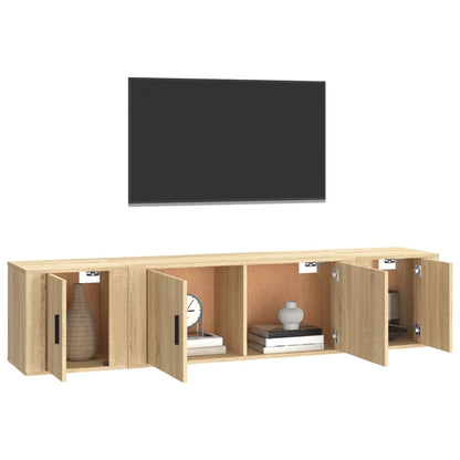 Set di Mobili Porta TV 3 pz Rovere Sonoma in Legno Multistrato