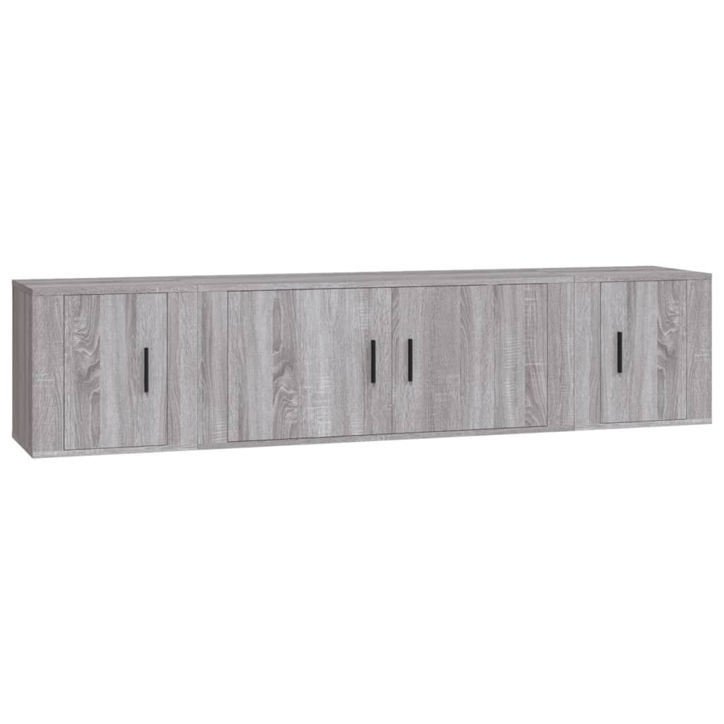 Set Mobili Porta TV 3 pz Grigio Sonoma in Legno Multistrato