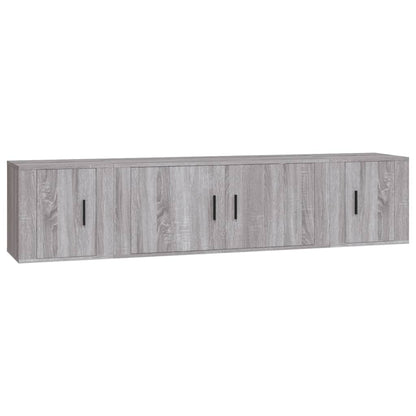 Set Mobili Porta TV 3 pz Grigio Sonoma in Legno Multistrato