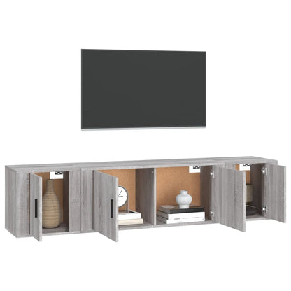 Set Mobili Porta TV 3 pz Grigio Sonoma in Legno Multistrato