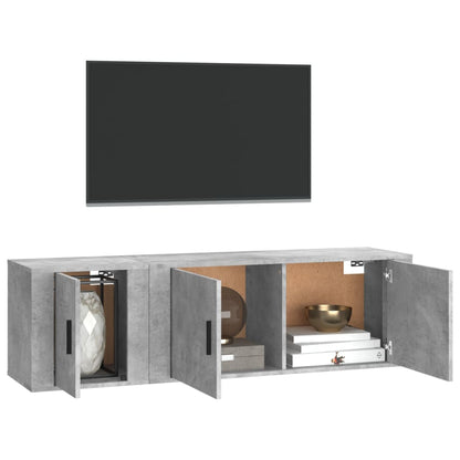 Set di Mobili Porta TV 2 pz Grigio Cemento in Legno Multistrato