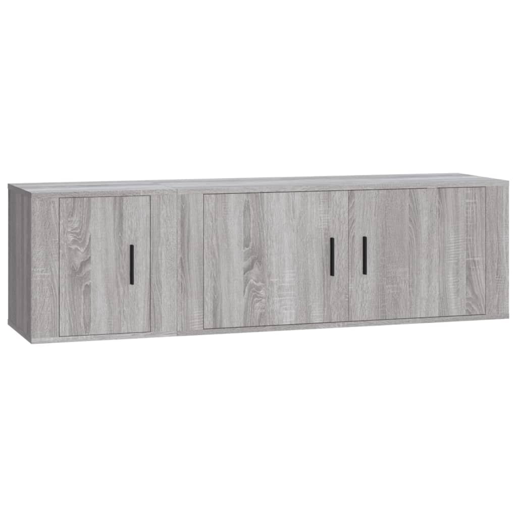 Set Mobili Porta TV 2 pz Grigio Sonoma in Legno Multistrato