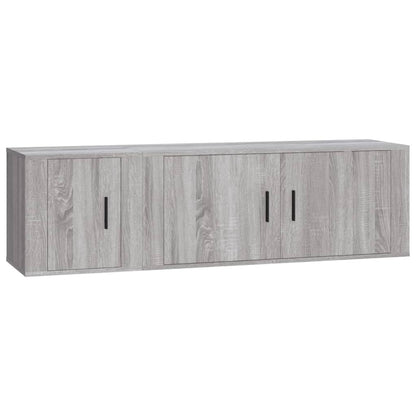 Set Mobili Porta TV 2 pz Grigio Sonoma in Legno Multistrato