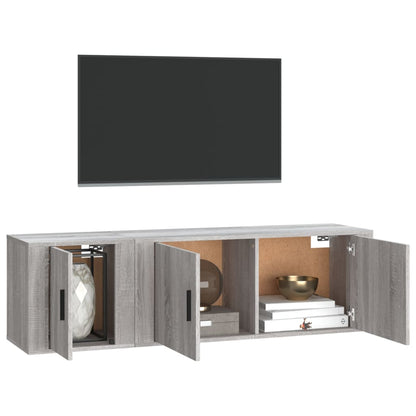 Set Mobili Porta TV 2 pz Grigio Sonoma in Legno Multistrato