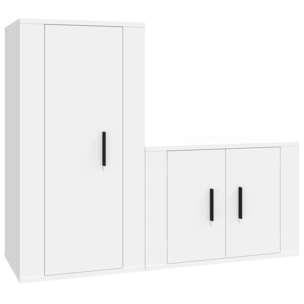 Set di Mobili Porta TV 2 pz Bianco in Legno Multistrato - homemem39