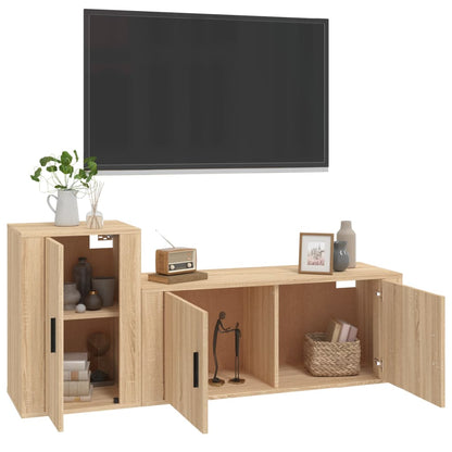 Set di Mobili Porta TV 2 pz Rovere Sonoma in Legno Multistrato