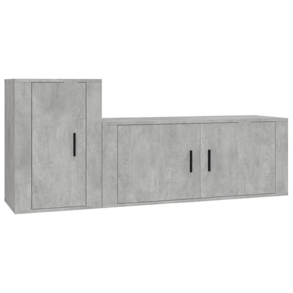Set di Mobili Porta TV 2 pz Grigio Cemento in Legno Multistrato