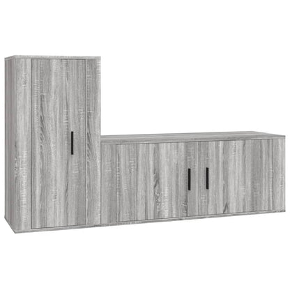Set Mobili Porta TV 2 pz Grigio Sonoma in Legno Multistrato