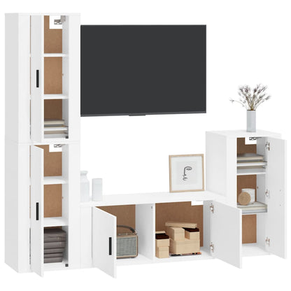 Set di Mobili Porta TV 4 pz Bianco in Legno Multistrato