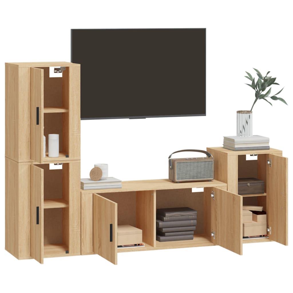 Set di Mobili Porta TV 4 pz Rovere Sonoma in Legno Multistrato
