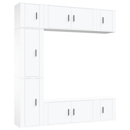 Set di Mobili Porta TV 7 pz Bianco in Legno Multistrato
