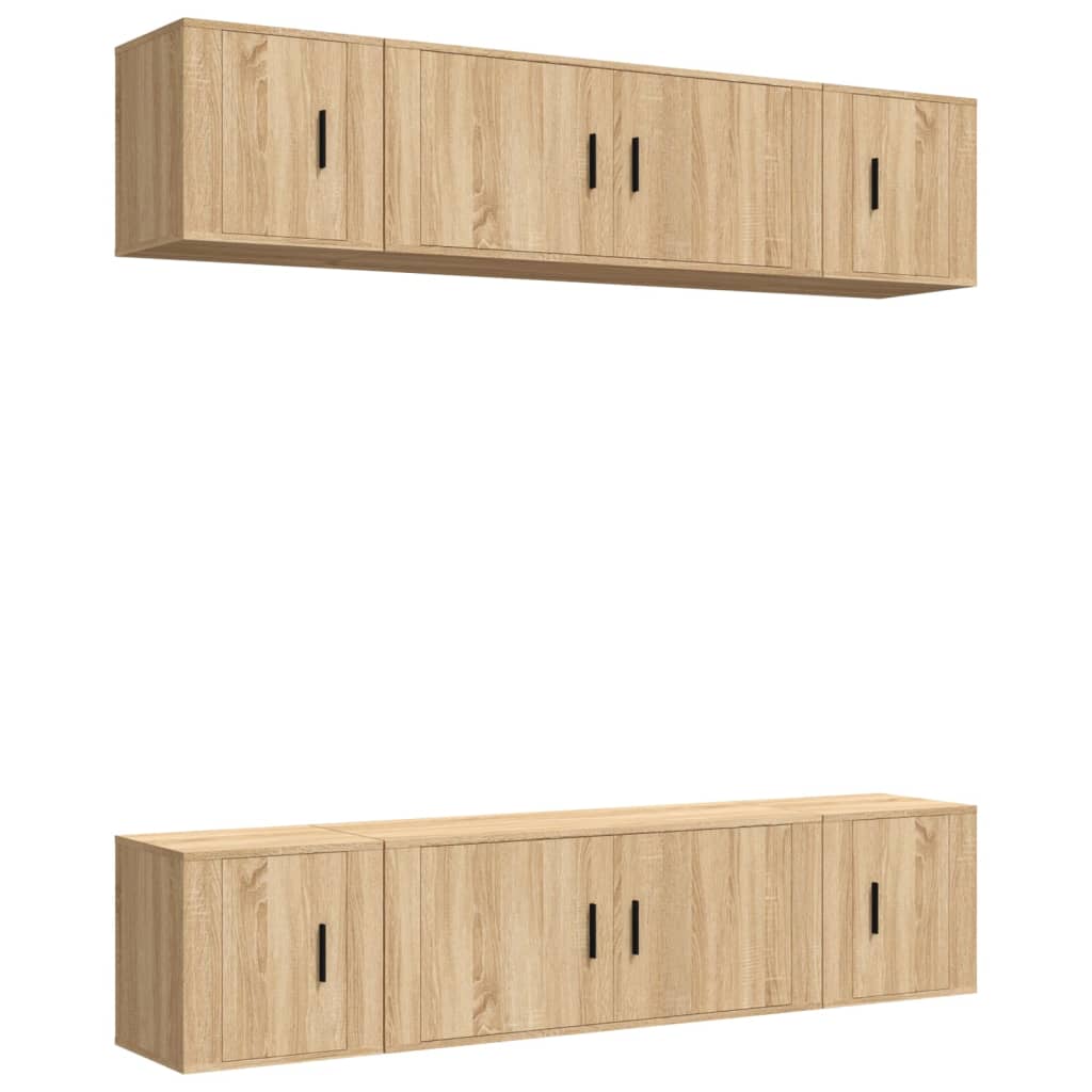 Set di Mobili Porta TV 6 pz Rovere Sonoma in Legno Multistrato