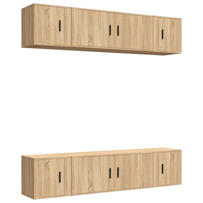 Set di Mobili Porta TV 6 pz Rovere Sonoma in Legno Multistrato
