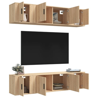 Set di Mobili Porta TV 6 pz Rovere Sonoma in Legno Multistrato