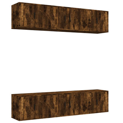 Set di Mobili Porta TV 6 pz Rovere Fumo in Legno Multistrato