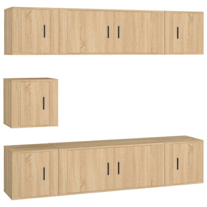 Set di Mobili Porta TV 7 pz Rovere Sonoma in Legno Multistrato
