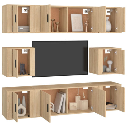 Set Mobili Porta TV 8pz Rovere Sonoma in Legno Multistrato