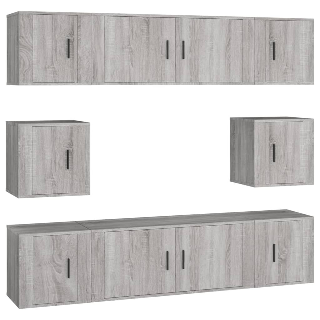 Set Mobili Porta TV 8pz Grigio Sonoma in Legno Multistrato