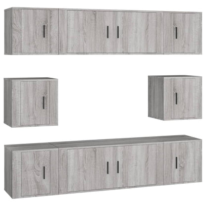 Set Mobili Porta TV 8pz Grigio Sonoma in Legno Multistrato