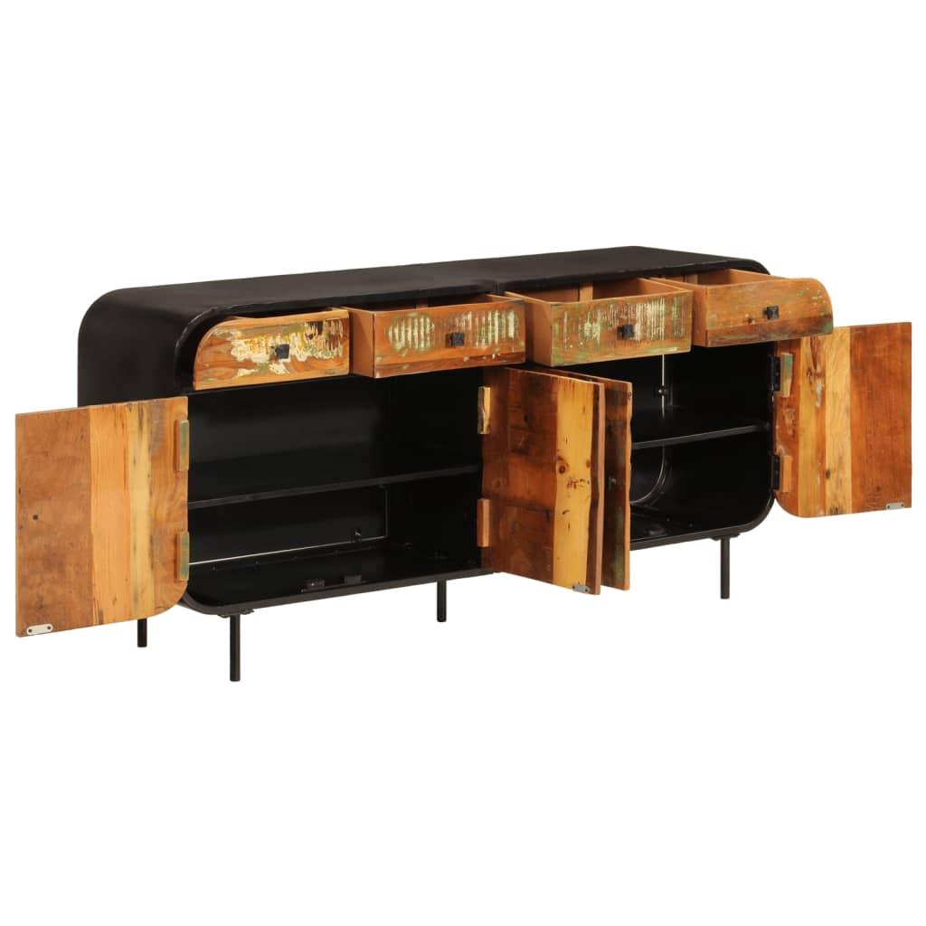 Credenza 140x35x70 cm in Legno Massello di Recupero e Metallo - homemem39