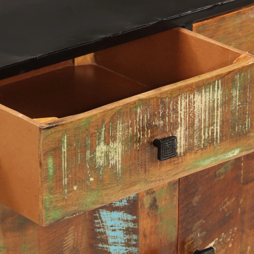 Credenza 140x35x70 cm in Legno Massello di Recupero e Metallo - homemem39