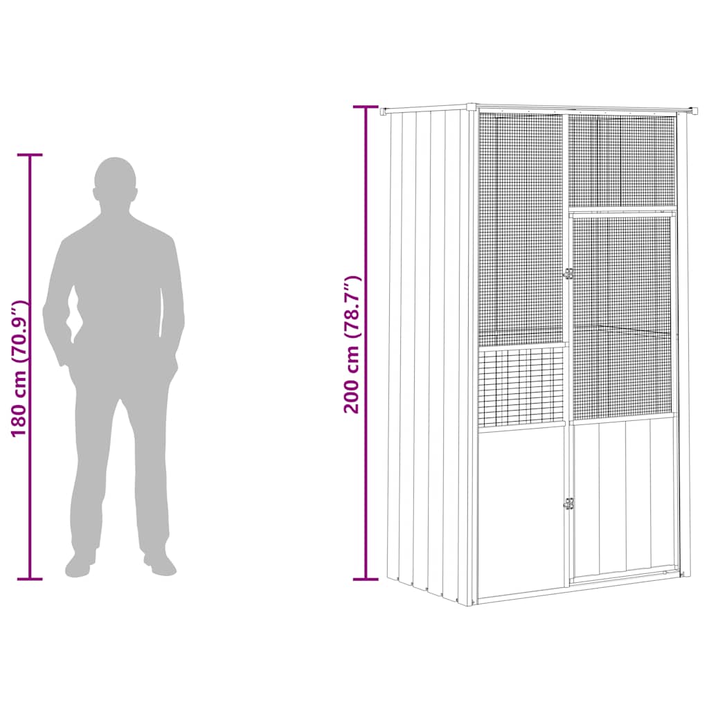 Gabbia per Uccelli Antracite 115x78x200 cm in Acciaio Zincato | homemem39