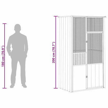 Gabbia per Uccelli Grigia 115x78x200 cm in Acciaio Zincato | homemem39