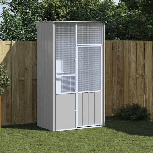 Gabbia per Uccelli Grigia 115x78x200 cm in Acciaio Zincato - homemem39