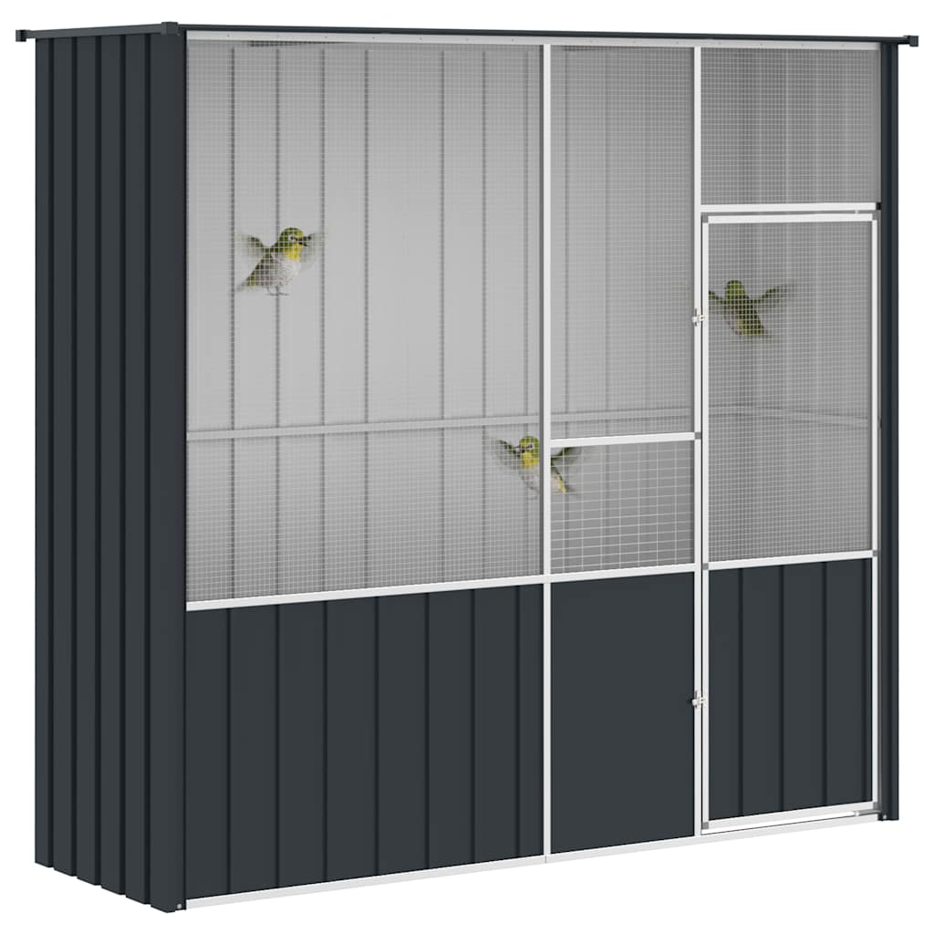 Gabbia per Uccelli Antracite 215x78x200 cm in Acciaio Zincato | homemem39