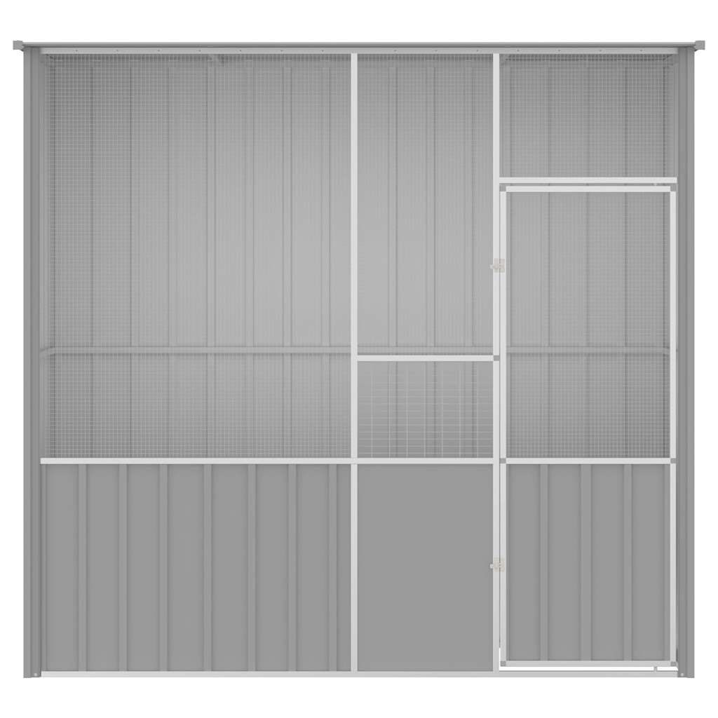Gabbia per Uccelli Grigia 215x78x200 cm in Acciaio Zincato