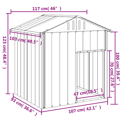 Casetta Cani con Tetto Antracite 117x103x123 cm Acciaio Zincato