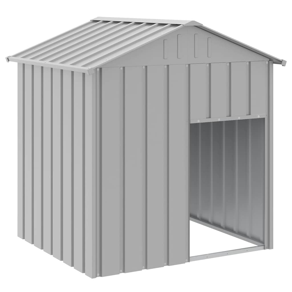 Casetta Cani Tetto Grigio Chiaro 117x103x123 cm Acciaio Zincato - homemem39