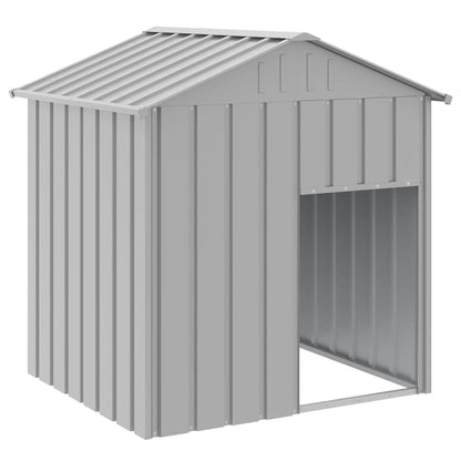Casetta Cani Tetto Grigio Chiaro 117x103x123 cm Acciaio Zincato - homemem39