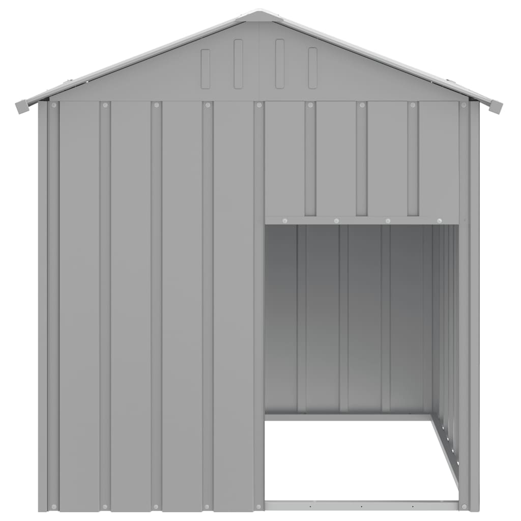 Casetta Cani Tetto Grigio Chiaro 117x103x123 cm Acciaio Zincato - homemem39