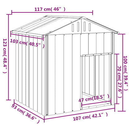 Casetta Cani Tetto Grigio Chiaro 117x103x123 cm Acciaio Zincato - homemem39