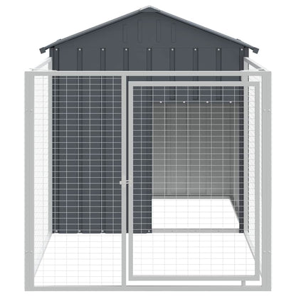 Casetta Cani con Corsa Antracite 117x201x123 cm Acciaio Zincato - homemem39
