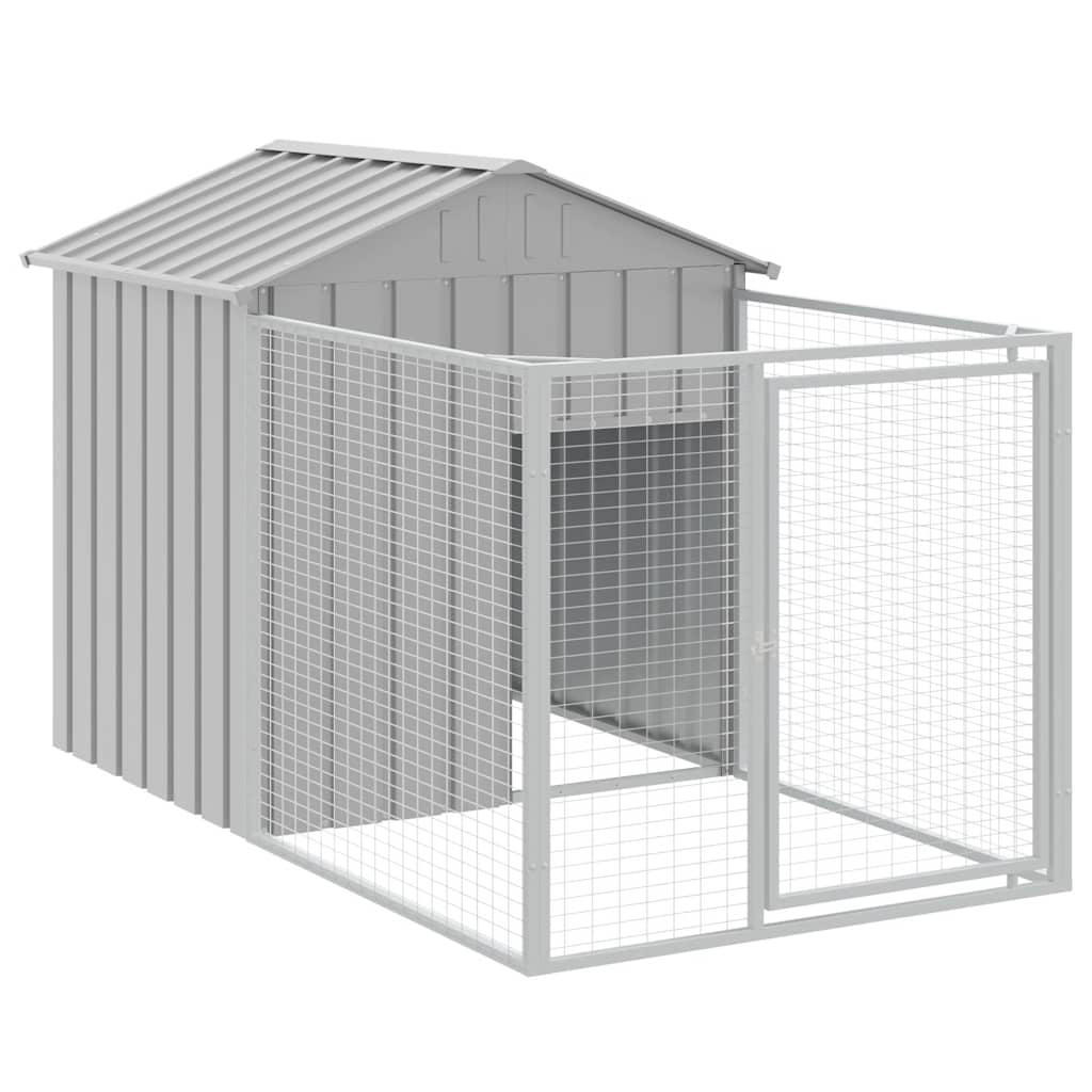 Casetta Cani Corsa Grigio Chiaro 117x201x123 cm Acciaio Zincato - homemem39