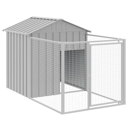 Casetta Cani Corsa Grigio Chiaro 117x201x123 cm Acciaio Zincato - homemem39