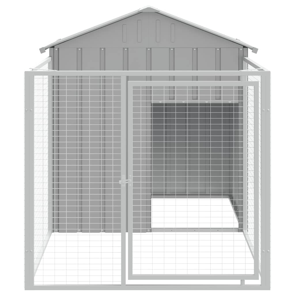 Casetta Cani Corsa Grigio Chiaro 117x201x123 cm Acciaio Zincato - homemem39
