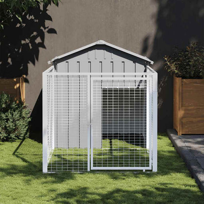 Casetta Cani Corsa Grigio Chiaro 117x201x123 cm Acciaio Zincato - homemem39