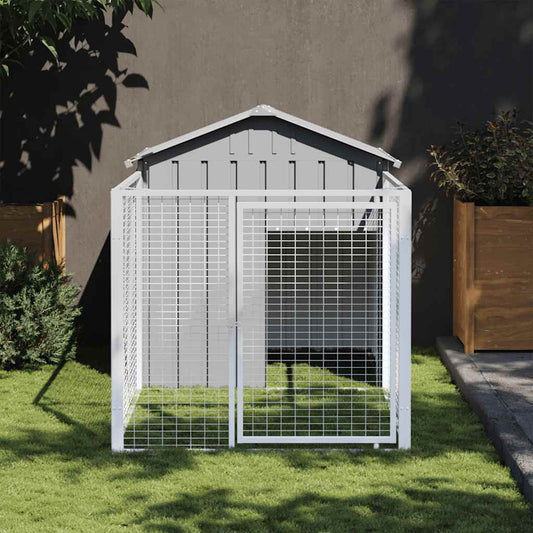 Casetta Cani Corsa Grigio Chiaro 117x201x123 cm Acciaio Zincato - homemem39
