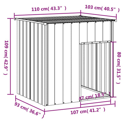 Casetta Cani con Tetto Antracite 110x103x109 cm Acciaio Zincato - homemem39