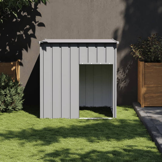 Casetta Cani Tetto Grigio Chiaro 110x103x109 cm Acciaio Zincato - homemem39