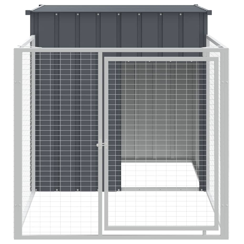 Casetta Cani con Corsa Antracite 110x201x110 cm Acciaio Zincato - homemem39