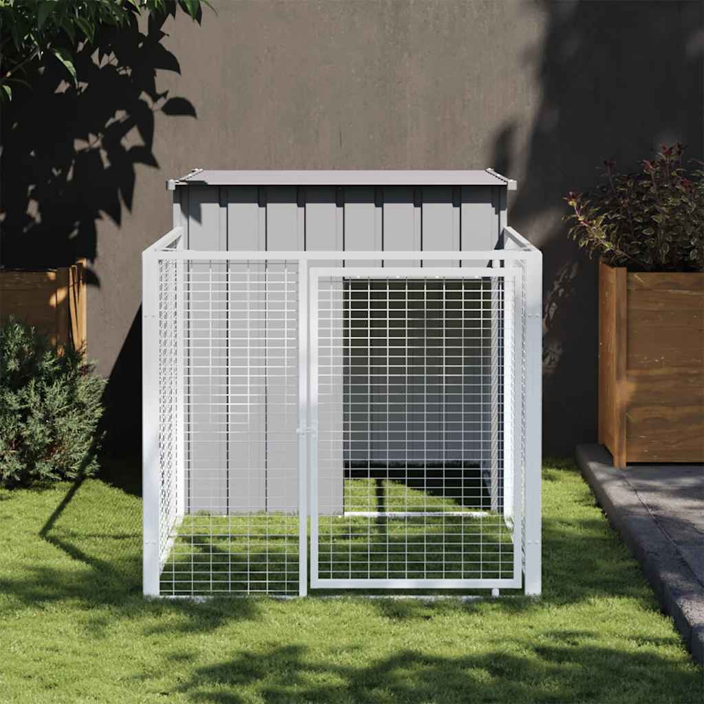 Casetta Cani Corsa Grigio Chiaro 110x201x110 cm Acciaio Zincato