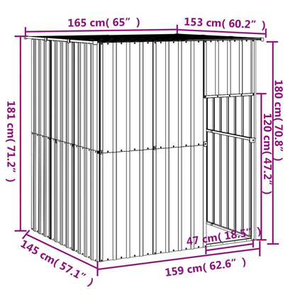 Casetta Cani Tetto Grigio Chiaro 165x153x181 cm Acciaio Zincato - homemem39