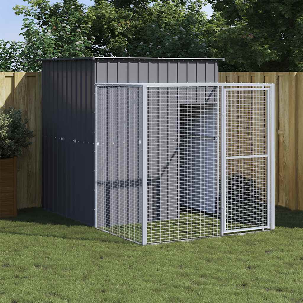 Pollaio con Area Corsa Antracite 165x251x181 cm Acciaio Zincato | homemem39