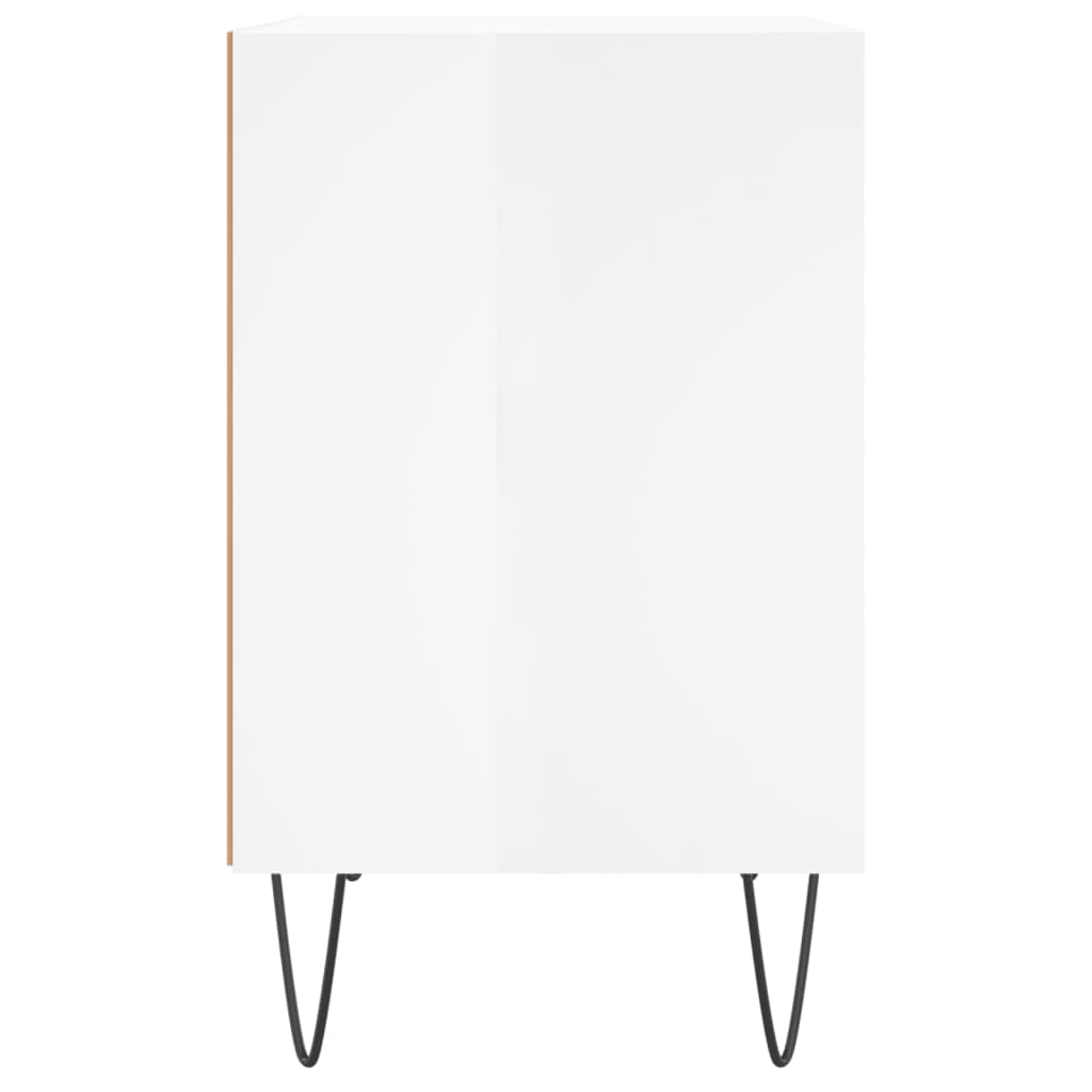 Comodino Bianco Lucido 40x30x50 cm in Legno Multistrato - homemem39