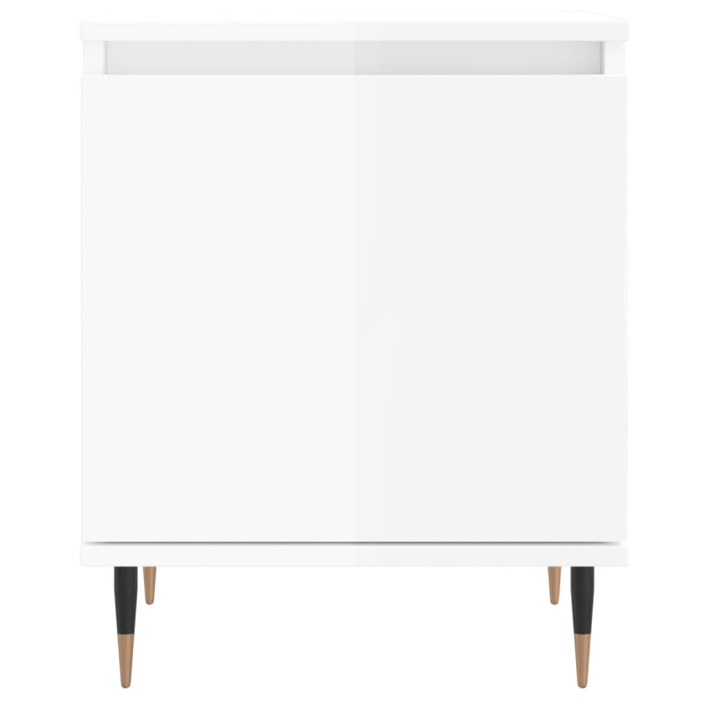 Comodino Bianco Lucido 40x30x50 cm in Legno Multistrato - homemem39