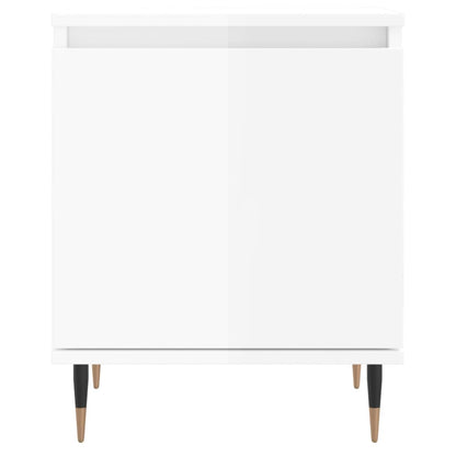Comodino Bianco Lucido 40x30x50 cm in Legno Multistrato - homemem39